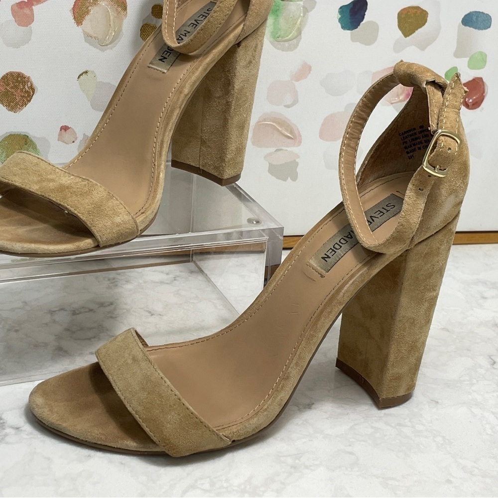 Steve Madden Carrson Suede Chunky Heel Sandal Size 8